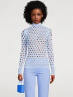 Perforated Turtleneck Bodycon Top
