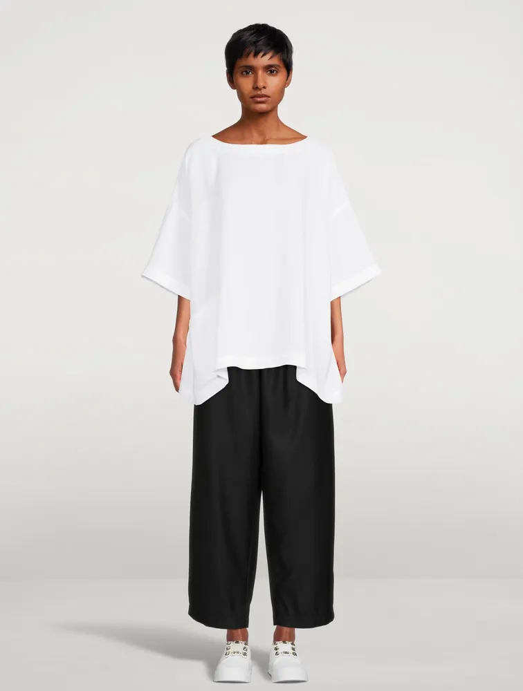 Wool And Silk Cropped Straight-Leg Pants