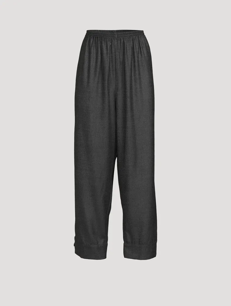 Wool And Silk Straight-Leg Pants With Cuff Detail