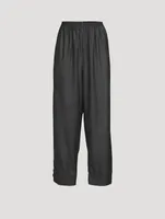 Wool And Silk Straight-Leg Pants With Cuff Detail