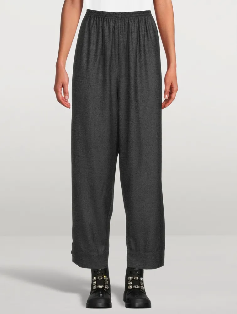 Wool And Silk Straight-Leg Pants With Cuff Detail