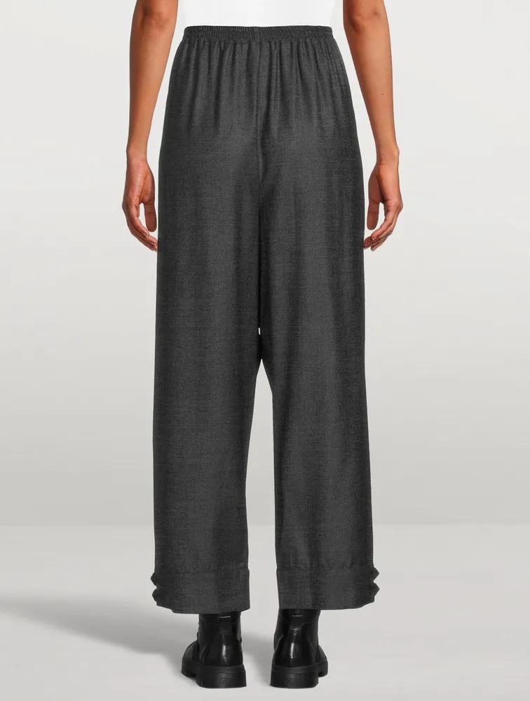 Wool And Silk Straight-Leg Pants With Cuff Detail