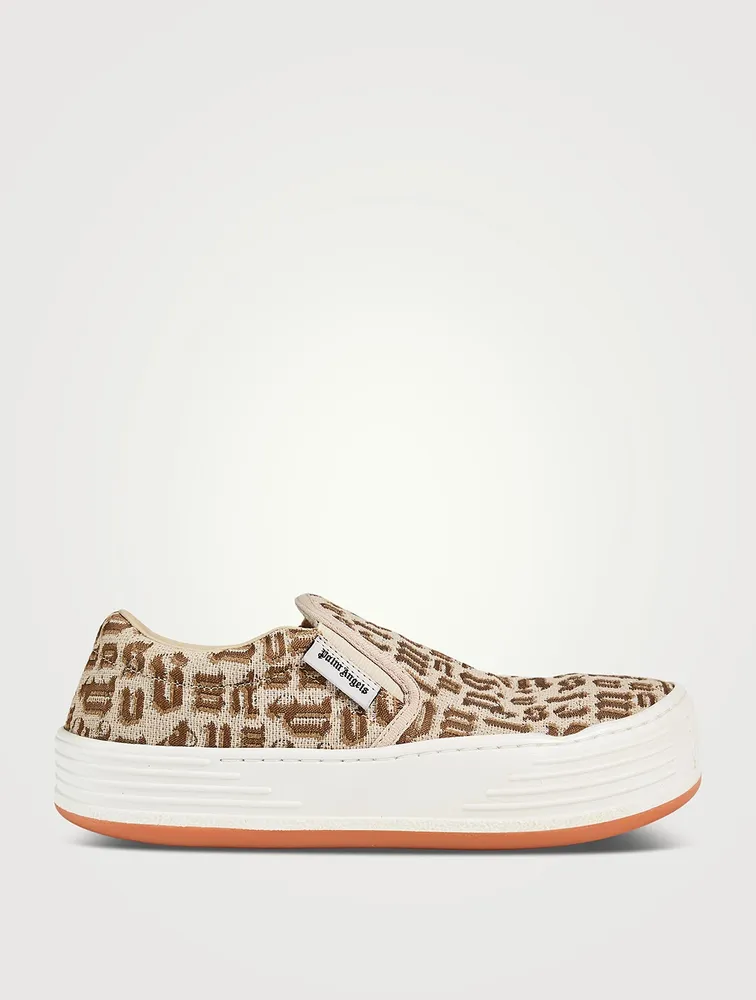 Canvas Slip-On Sneakers Monogram Print