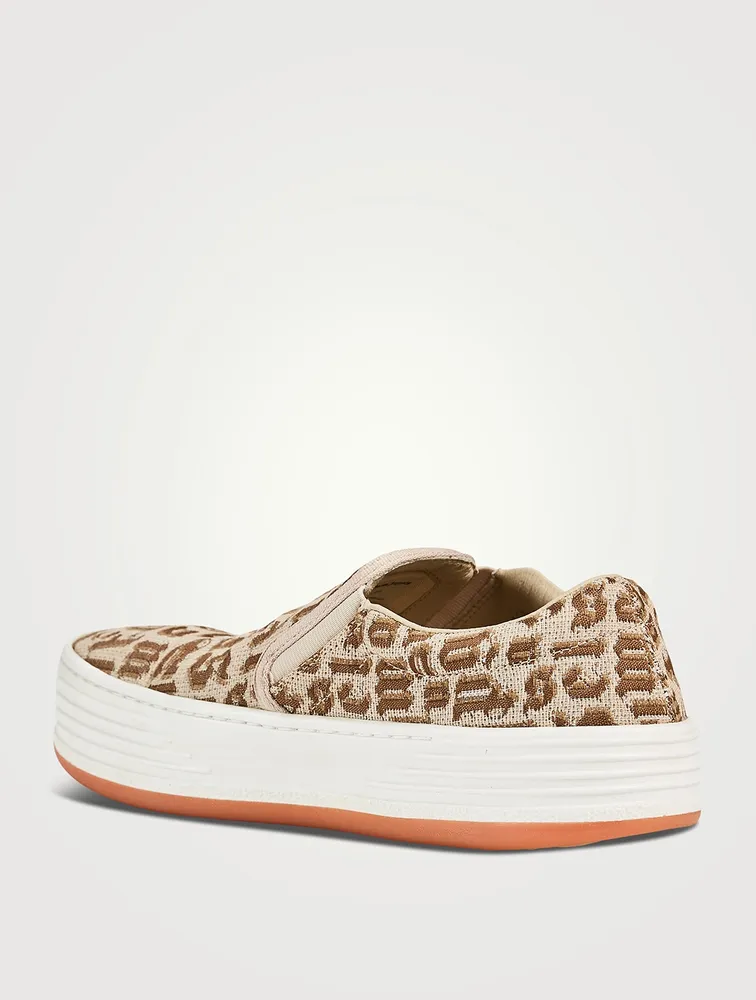 Canvas Slip-On Sneakers Monogram Print