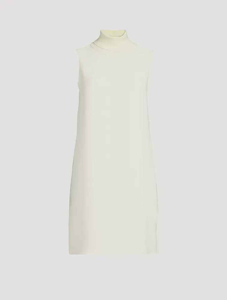 Roll-Neck Crepe Sheath Dress