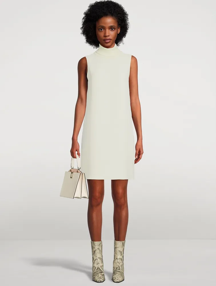 Roll-Neck Crepe Sheath Dress