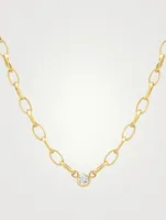 Edith 18K Small Link Necklace With Diamond