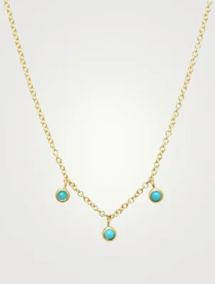 Mini 18K Turquoise Bezel Dangle Necklace