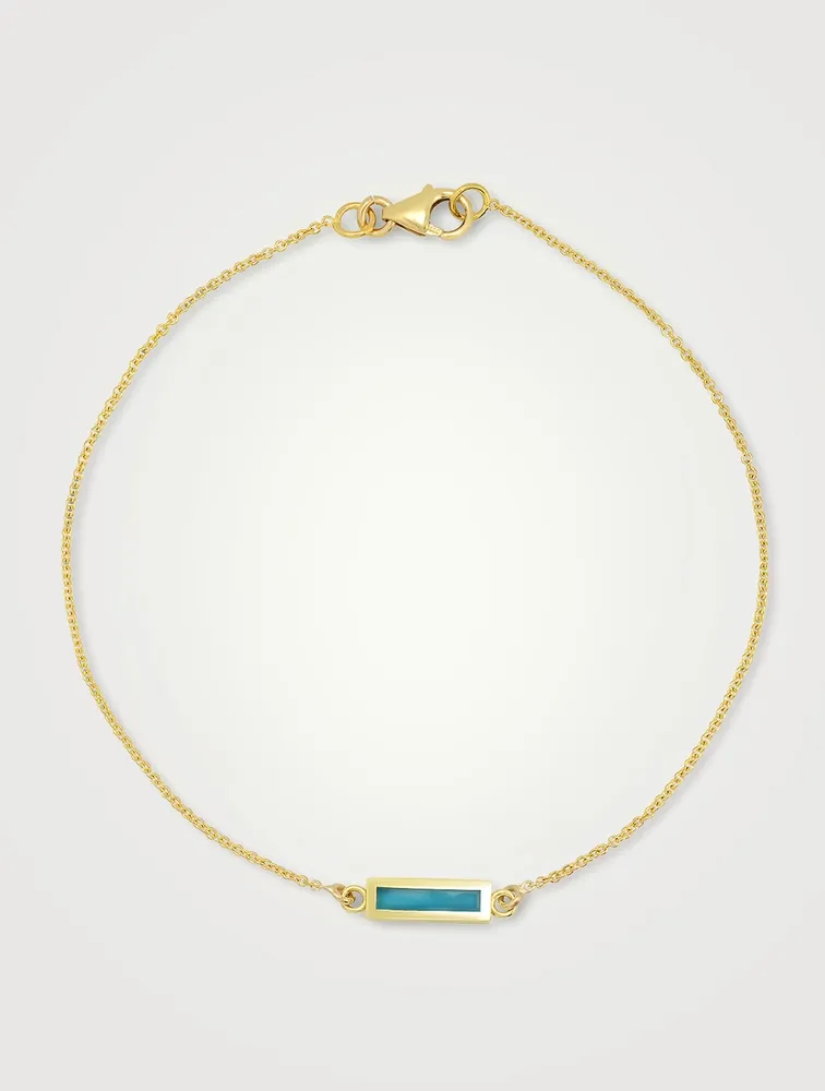 Turquoise Inlay Short Bar Bracelet