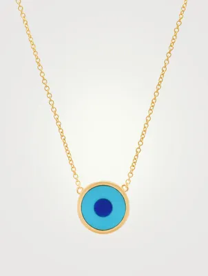 Mini 18K Evil Eye Turquoise And Lapis Necklace