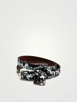 Graffiti Leather Double-Wrap Bracelet