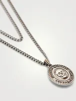 Double Layer Chain Necklace With Skull Medallion