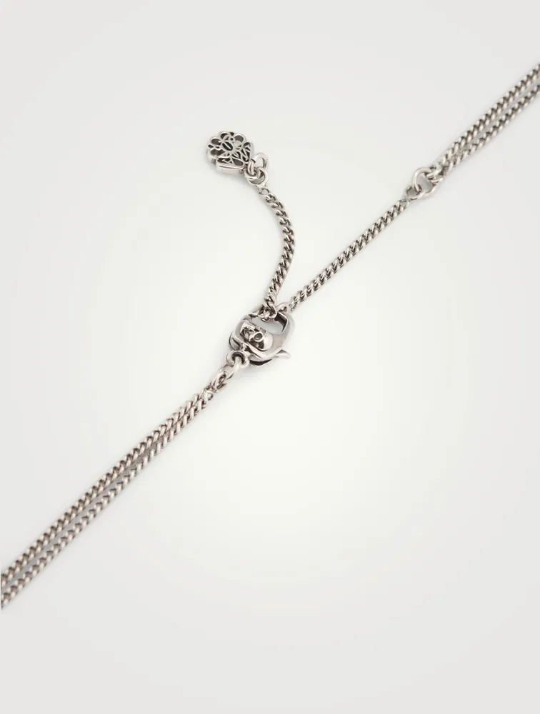 Double Layer Chain Necklace With Skull Medallion