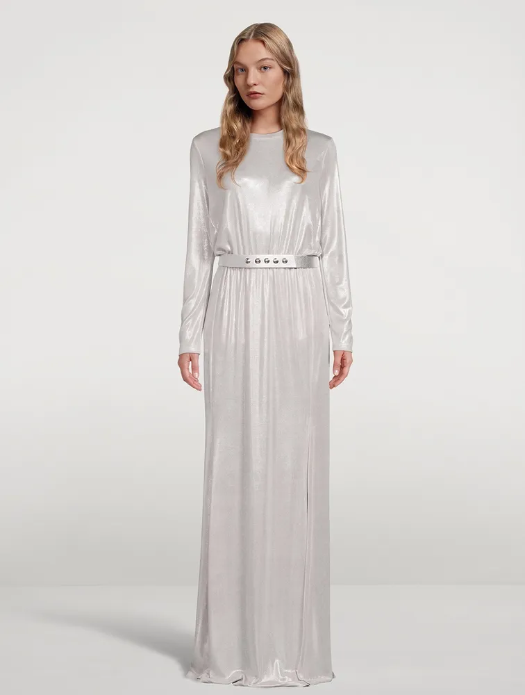 Liquid Jersey Gown With Belt