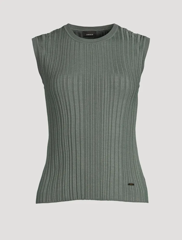 Rib-Knit Sleeveless Sweater