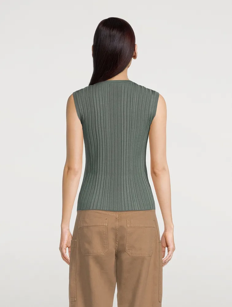 Rib-Knit Sleeveless Sweater