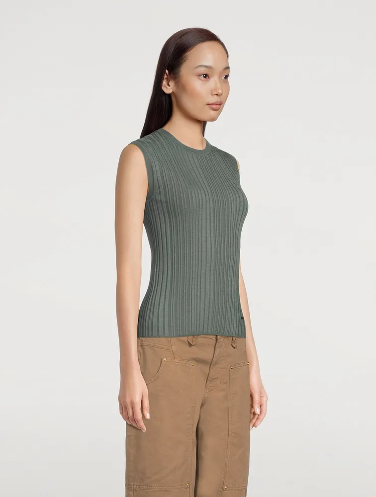 Rib-Knit Sleeveless Sweater