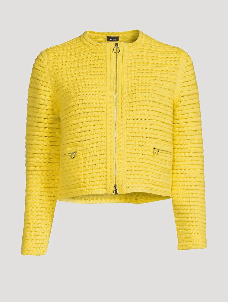 Zip-Front Knit Cardigan
