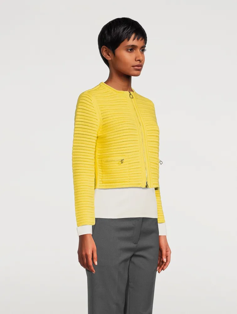 Zip-Front Knit Cardigan