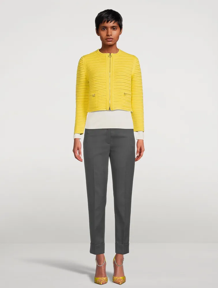 Zip-Front Knit Cardigan