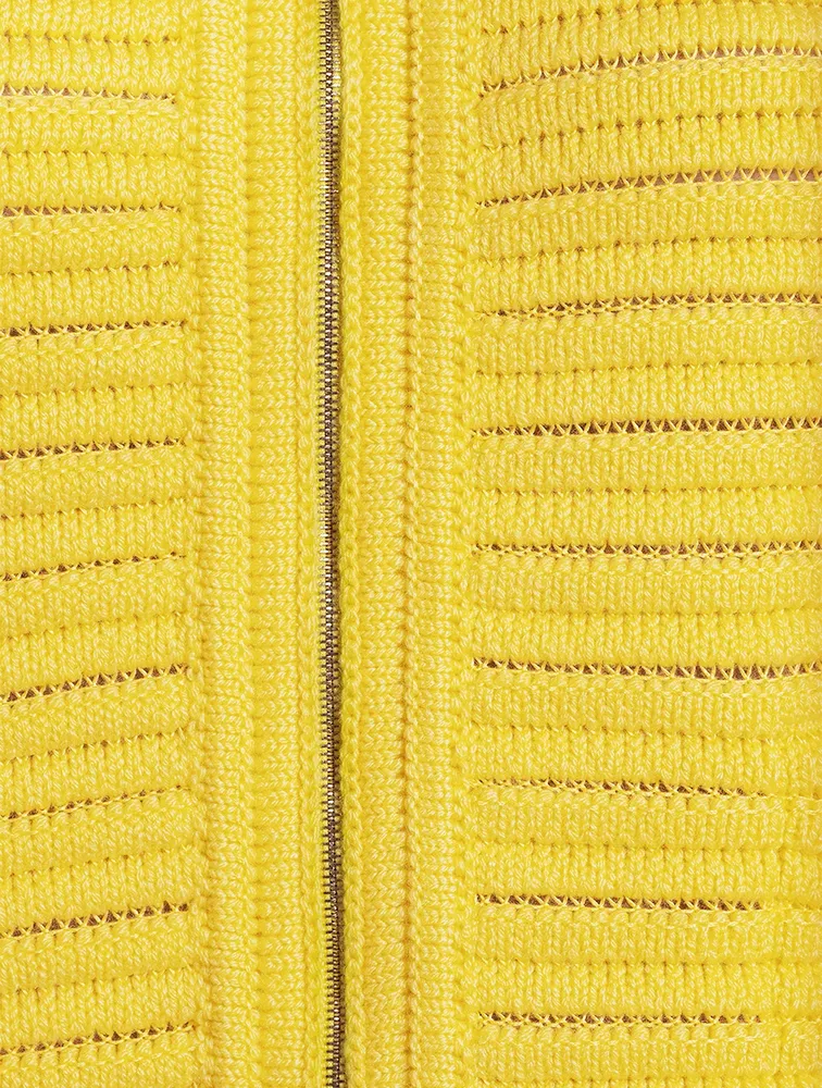 Zip-Front Knit Cardigan