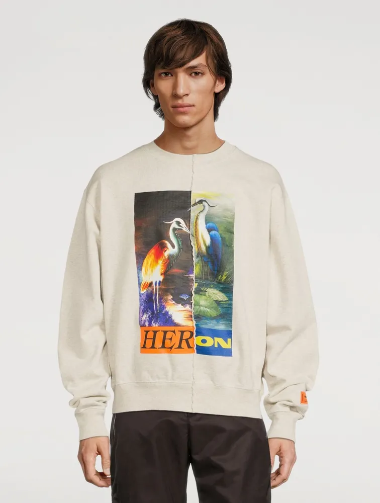 Cotton Split Graphic Sweatshirt