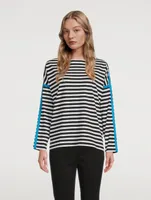 Cotton And Linen Long-Sleeve T-Shirt Striped Print