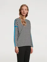 Cotton And Linen Long-Sleeve T-Shirt Striped Print