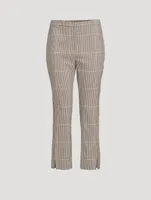 Wool Straight Slit Pants Plaid Print