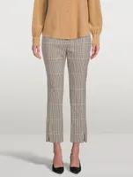 Wool Straight Slit Pants Plaid Print