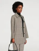 Wool Car Coat Plaid Print