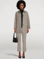 Wool Car Coat Plaid Print