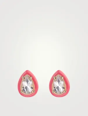 Gum Drop Stud Earrings With Rock Crystal