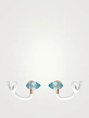 Tendril Crawler Earrings With Topaz