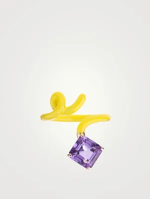 Square Tendril Ring With Amethyst