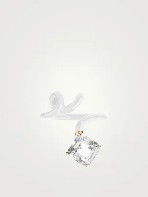 Square Tendril Ring With Rock Crystal
