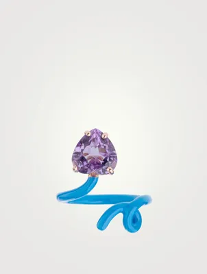 Heart Tendril Ring With Amethyst
