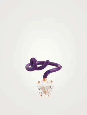 Heart Tendril Ring With Rock Crystal