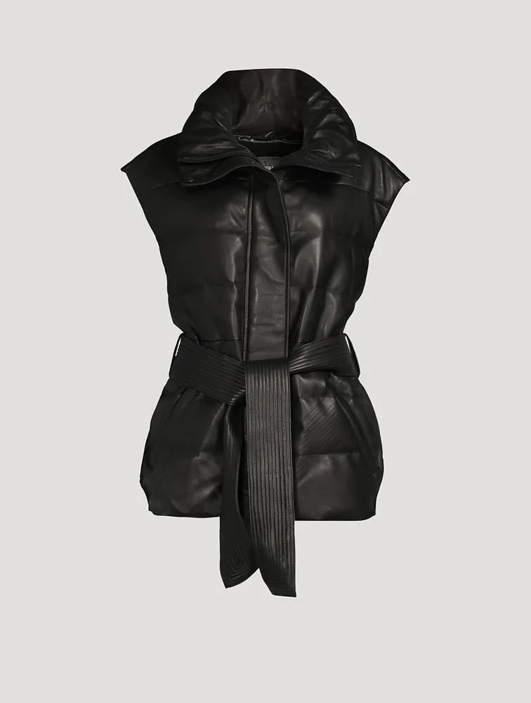 Zerina Belted Leather Down Vest