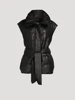 Zerina Belted Leather Down Vest