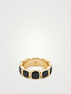 Medium 9K Gold Black Onyx Cushion Band