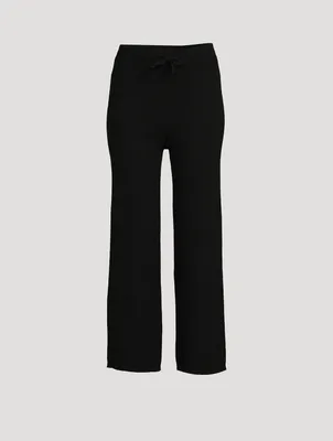 Heather Ribbed Cashmere Straight-Leg Trousers