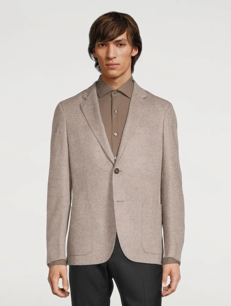 Wool Silk And Cashmere Jacket Check Print