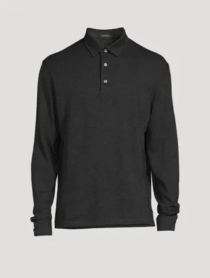Cotton And Wool Long-Sleeve Polo Shirt