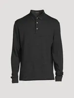 Cotton And Wool Long-Sleeve Polo Shirt