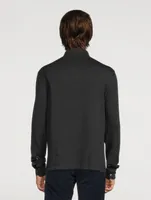 Cotton And Wool Long-Sleeve Polo Shirt