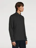 Cotton And Wool Long-Sleeve Polo Shirt