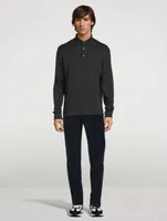 Cotton And Wool Long-Sleeve Polo Shirt