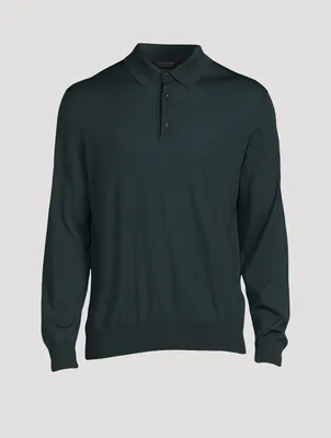 Wool Long-Sleeve Polo Shirt