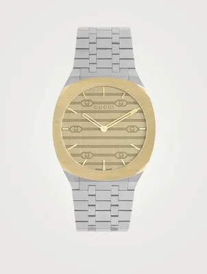 GUCCI 25H Two-Tone Stainless Steel Bracelet Watch